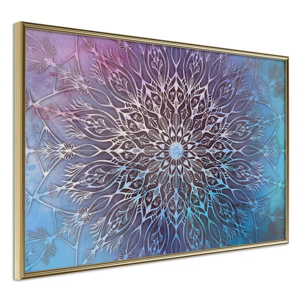 Inramad Poster / Tavla - Blue and Pink Mandala