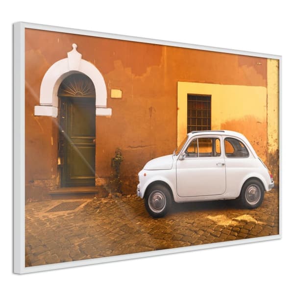 Inramad Poster / Tavla - White Car