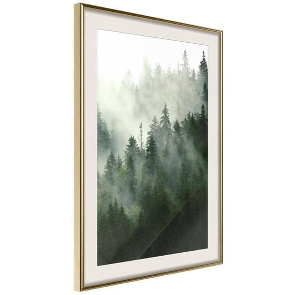 Inramad Poster / Tavla - Steaming Forest Guldram med passepartout 40x60