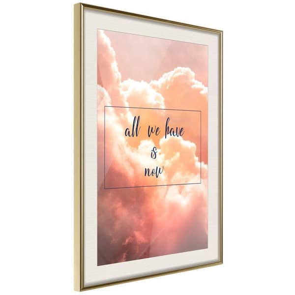 Inramad Poster / Tavla - Present Guldram med passepartout 20x30
