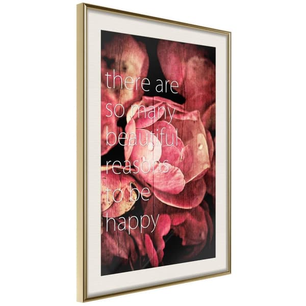 Inramad Poster / Tavla - Many Reasons to Be Happy