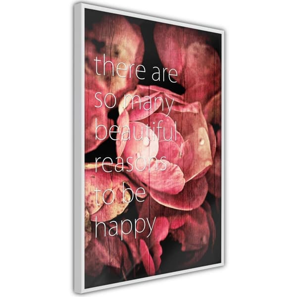 Inramad Poster / Tavla - Many Reasons to Be Happy