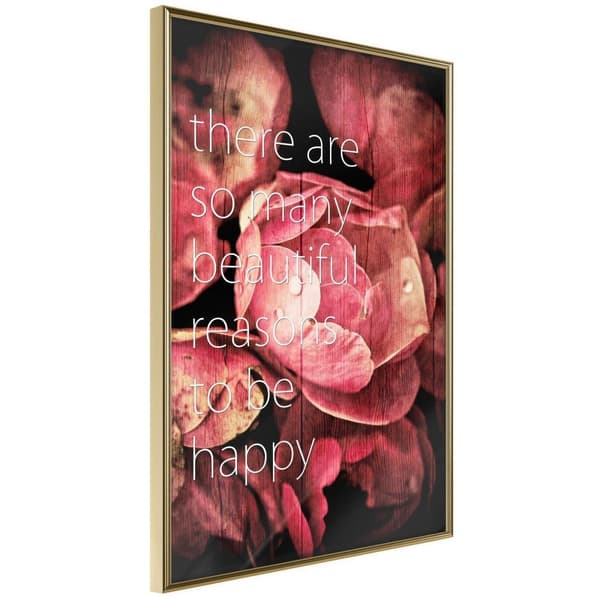 Inramad Poster / Tavla - Many Reasons to Be Happy