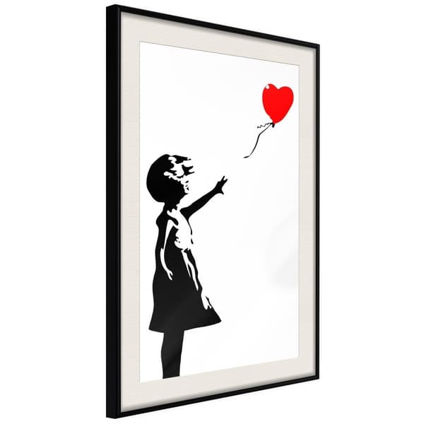 Inramad Poster / Tavla - Banksy: Girl with Balloon I
