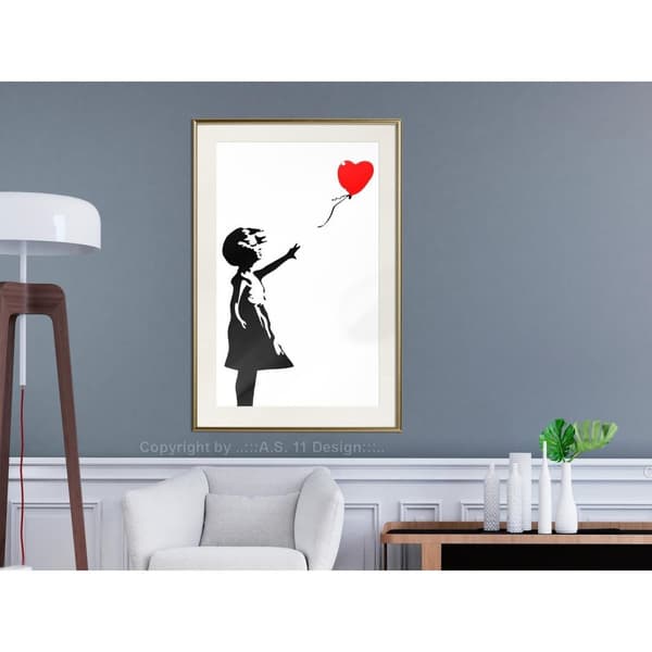 Inramad Poster / Tavla - Banksy: Girl with Balloon I