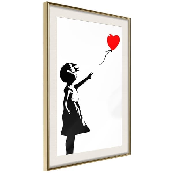 Inramad Poster / Tavla - Banksy: Girl with Balloon I