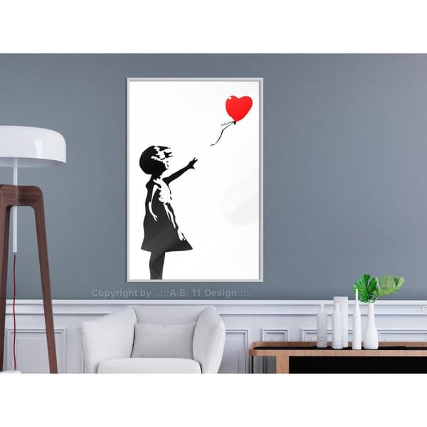 Inramad Poster / Tavla - Banksy: Girl with Balloon I