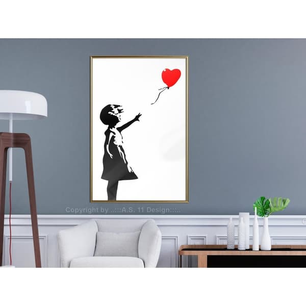 Inramad Poster / Tavla - Banksy: Girl with Balloon I