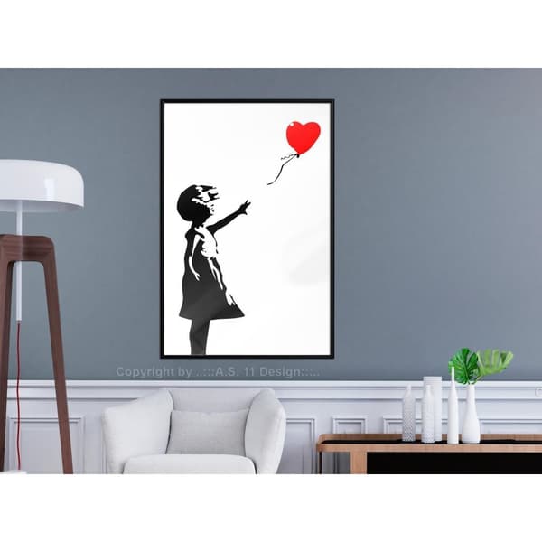 Inramad Poster / Tavla - Banksy: Girl with Balloon I