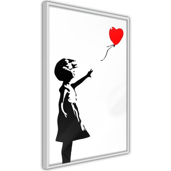 Inramad Poster / Tavla - Banksy: Girl with Balloon I Vit ram 40x60