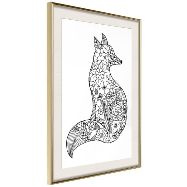 Inramad Poster / Tavla - Openwork Fox Guldram med passepartout 40x60
