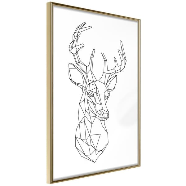 Inramad Poster / Tavla - Minimalist Deer Guldram 30x45