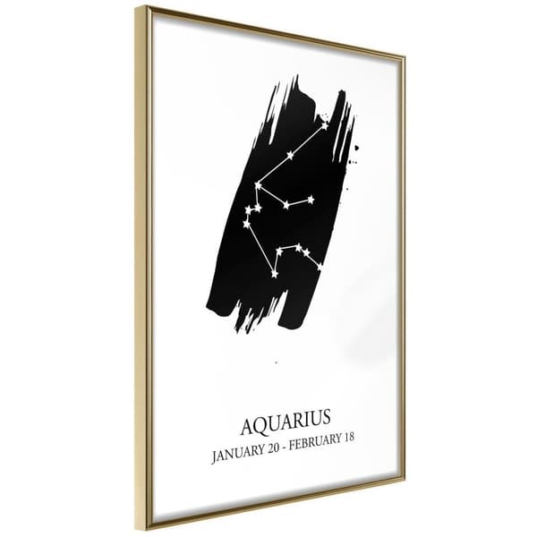 Inramad Poster / Tavla - Zodiac: Aquarius I Guldram 30x45