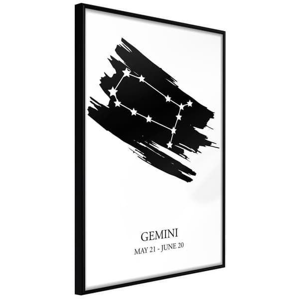 Inramad Poster / Tavla - Zodiac: Gemini I Svart ram 30x45