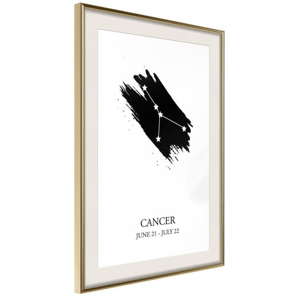 Inramad Poster / Tavla - Zodiac: Cancer I Guldram med passepartout 20x30