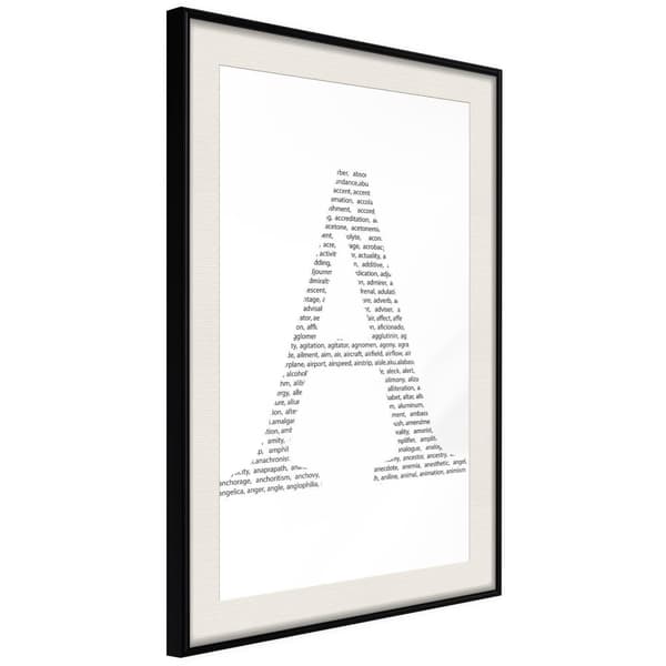 Inramad Poster / Tavla - Capital A Svart ram med passepartout 30x45