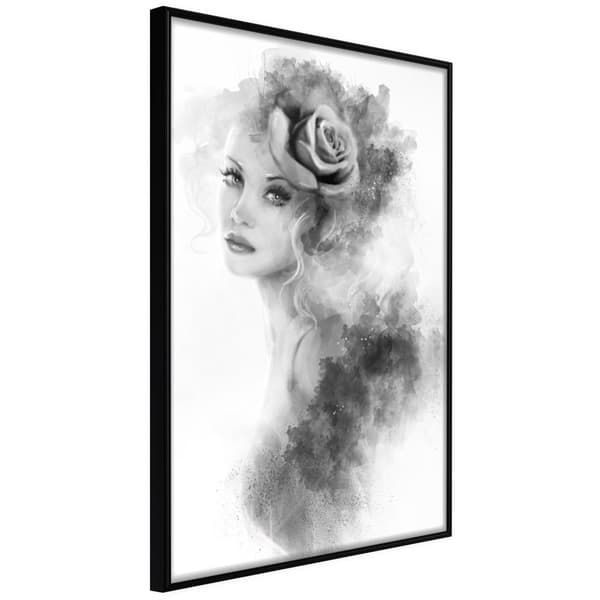 Inramad Poster / Tavla - Mysterious Lady Svart ram 30x45