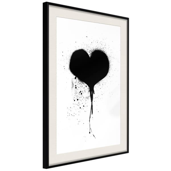 Inramad Poster / Tavla - Graffiti Heart Svart ram med passepartout 20x30