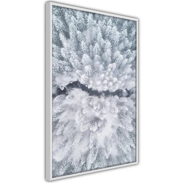 Inramad Poster / Tavla - Winter Forest From a Bird's Eye View