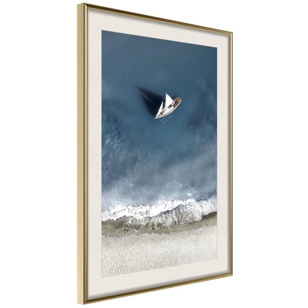 Inramad Poster / Tavla - To The Shore Guldram med passepartout 40x60