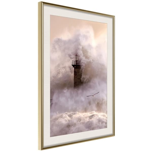 Inramad Poster / Tavla - Lighthouse During a Storm