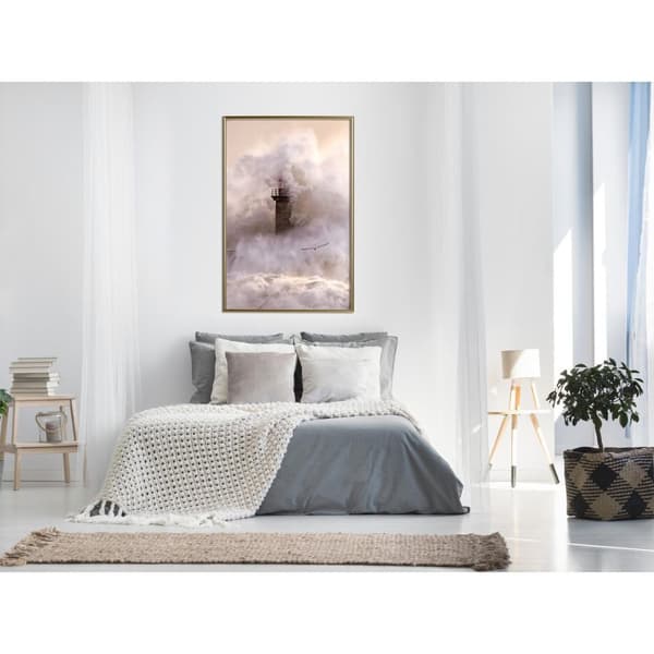 Inramad Poster / Tavla - Lighthouse During a Storm