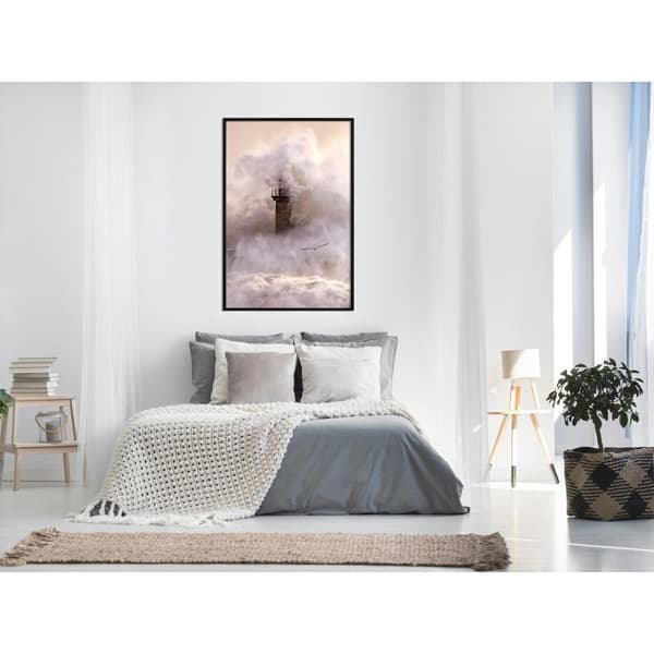 Inramad Poster / Tavla - Lighthouse During a Storm