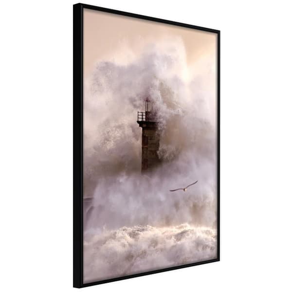 Inramad Poster / Tavla - Lighthouse During a Storm