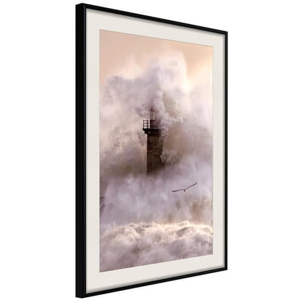 Inramad Poster / Tavla - Lighthouse During a Storm