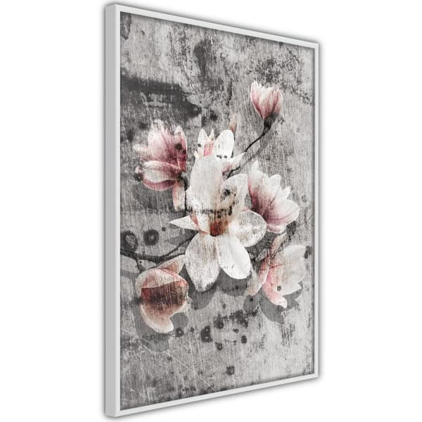 Inramad Poster / Tavla - Flowers on Concrete