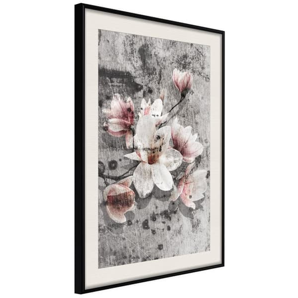Inramad Poster / Tavla - Flowers on Concrete