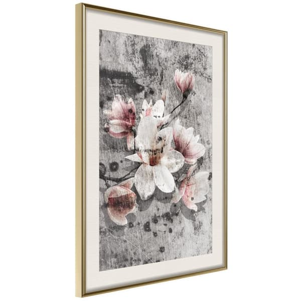 Inramad Poster / Tavla - Flowers on Concrete