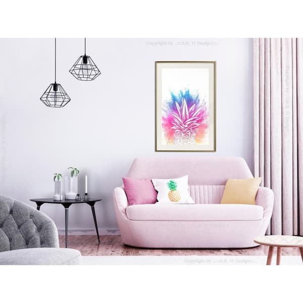 Inramad Poster / Tavla - Rainbow Pineapple Crown