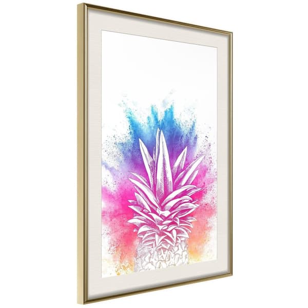Inramad Poster / Tavla - Rainbow Pineapple Crown