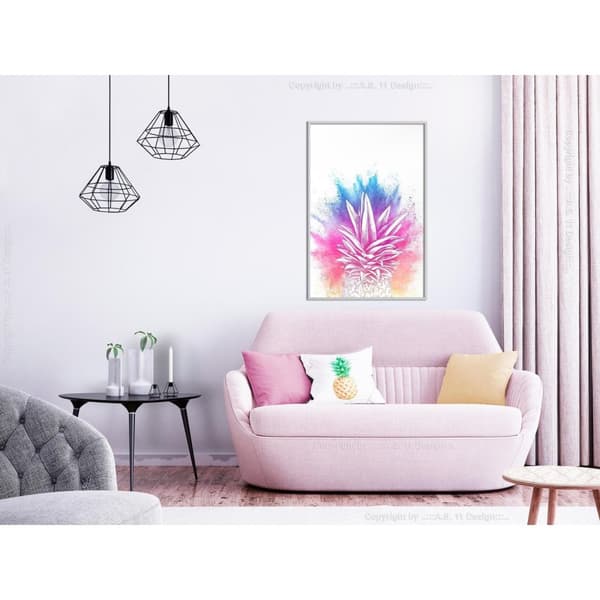 Inramad Poster / Tavla - Rainbow Pineapple Crown