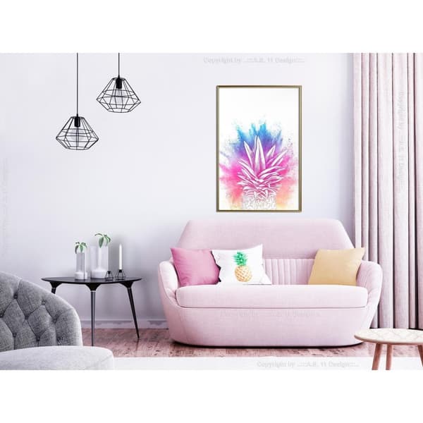 Inramad Poster / Tavla - Rainbow Pineapple Crown