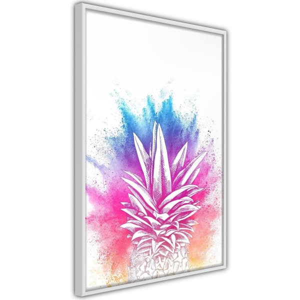 Inramad Poster / Tavla - Rainbow Pineapple Crown Vit ram 40x60
