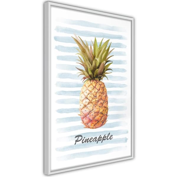 Inramad Poster / Tavla - Pineapple on Striped Background