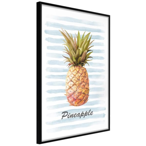 Inramad Poster / Tavla - Pineapple on Striped Background