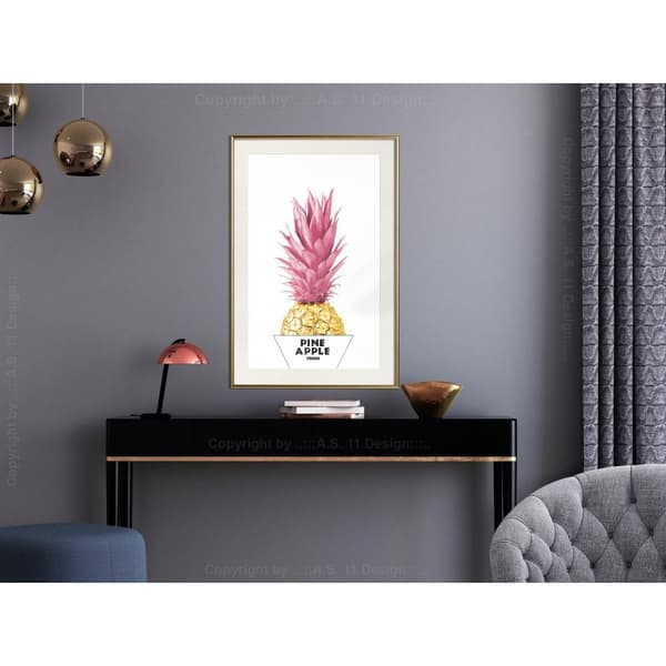 Inramad Poster / Tavla - Trendy Pineapple