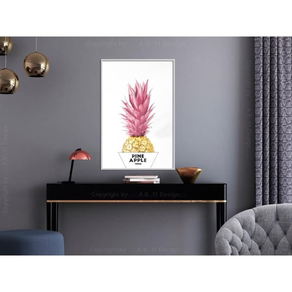 Inramad Poster / Tavla - Trendy Pineapple