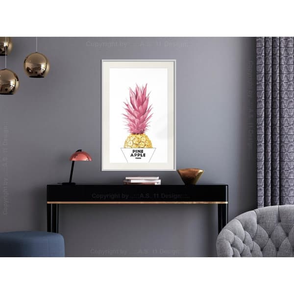 Inramad Poster / Tavla - Trendy Pineapple