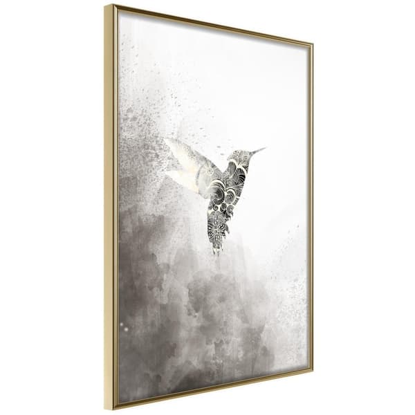 Inramad Poster / Tavla - Hummingbird in Shades of Grey