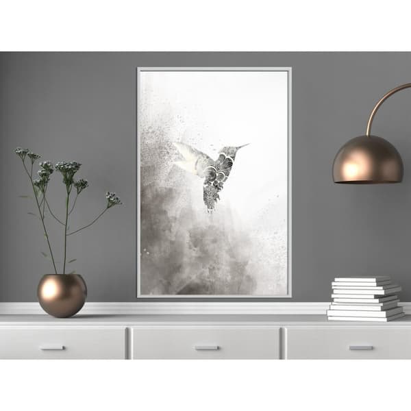 Inramad Poster / Tavla - Hummingbird in Shades of Grey
