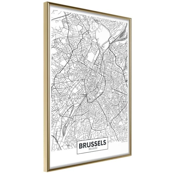 Inramad Poster / Tavla - City map: Brussels