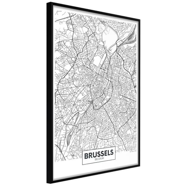 Inramad Poster / Tavla - City map: Brussels