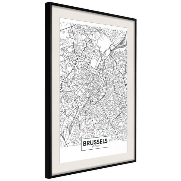 Inramad Poster / Tavla - City map: Brussels