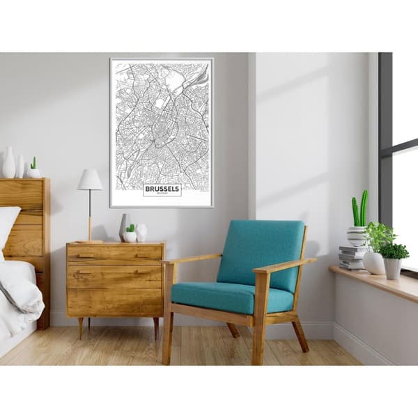 Inramad Poster / Tavla - City map: Brussels