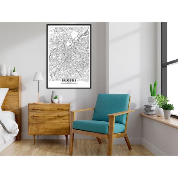 Inramad Poster / Tavla - City map: Brussels