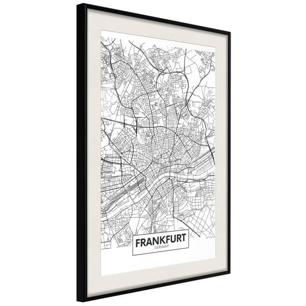 Inramad Poster / Tavla - City map: Frankfurt